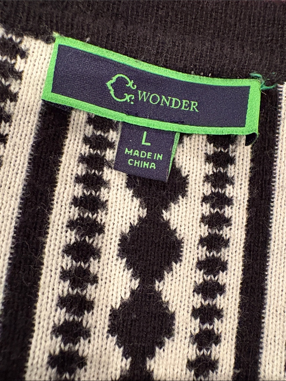 C. Wonder Black and White Geometric Open-Front Cardigan - Picture 4 of 7